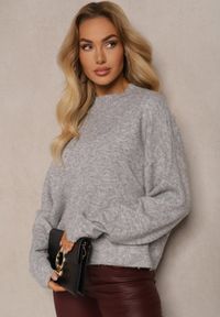 Renee - Szary Casualowy Sweter z Wełną Sassilae. Okazja: na co dzień. Kolor: szary. Materiał: wełna. Styl: casual #4