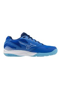 Buty halowe Mizuno Cyclone Speed 4. Kolor: biały, wielokolorowy, niebieski. Materiał: materiał, syntetyk. Sport: siatkówka