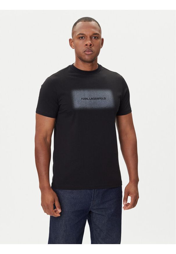 Karl Lagerfeld - KARL LAGERFELD T-Shirt 755072 554255 Czarny Regular Fit. Typ kołnierza: dekolt w karo. Kolor: czarny. Materiał: bawełna
