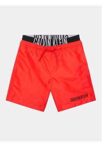 Calvin Klein Swimwear Szorty kąpielowe KV0KV00037 Czerwony Regular Fit. Kolor: czerwony. Materiał: syntetyk
