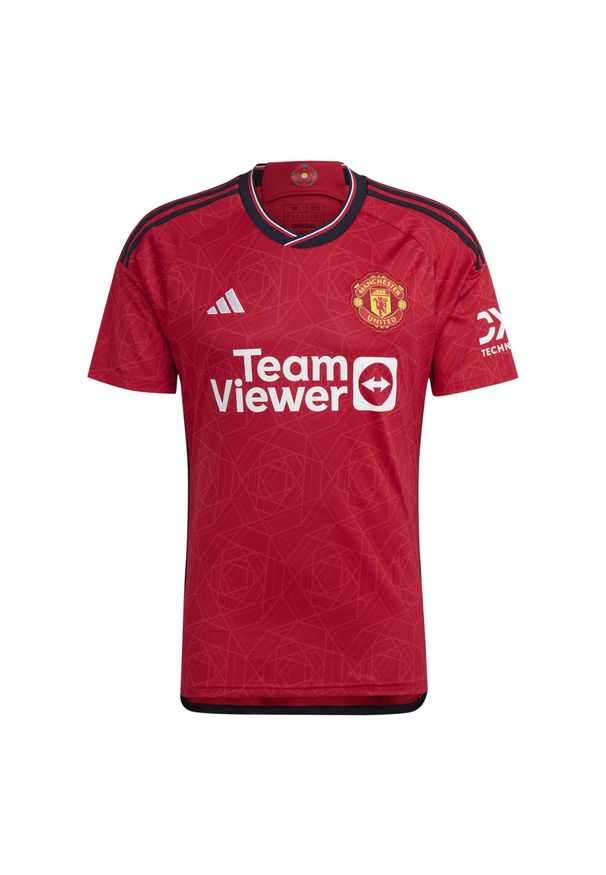 Adidas - Koszulka do piłki nożnej ADIDAS Manchester United sezon 2023/2024. Kolor: czerwony. Materiał: tkanina. Sport: piłka nożna