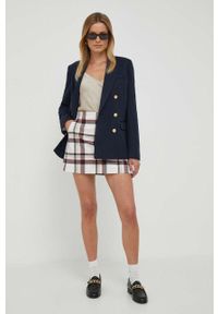 Polo Ralph Lauren marynarka z domieszką wełny kolor granatowy dwurzędowa gładka. Typ kołnierza: polo. Kolor: niebieski. Materiał: wełna. Wzór: gładki #3