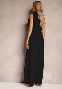 Renee - Czarny Elegancki Kopertowy Kombinezon Zapinany na Suwak i Guzik Dimeera. Okazja: na co dzień, na imprezę. Kolor: czarny. Długość: długie. Styl: elegancki #4