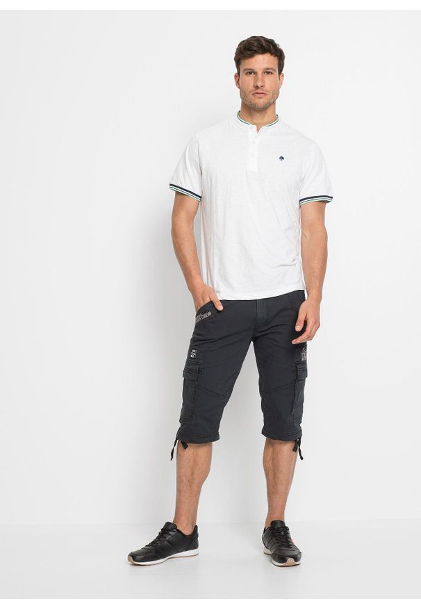 bonprix - Długie bermudy ze stretchem z kieszeniami cargo, regular fit. Kolor: czarny, szary. Długość: długie. Styl: elegancki