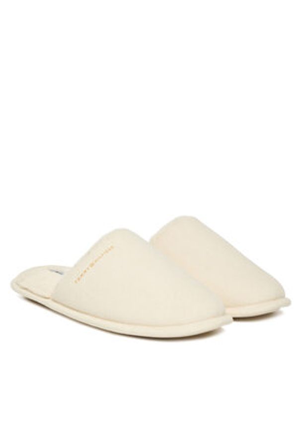 TOMMY HILFIGER - Tommy Hilfiger Kapcie Soft House Shoe FW0FW08853 Biały. Kolor: biały. Materiał: materiał