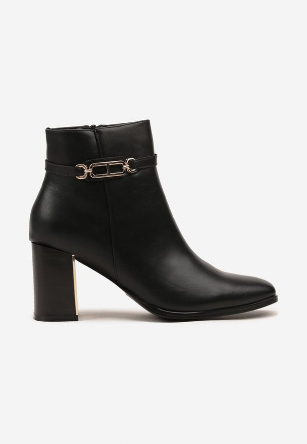 Born2be - Czarne Botki na Obcasie z Klamrą Latirra. Zapięcie: klamry. Kolor: czarny. Materiał: jeans. Obcas: na obcasie. Styl: klasyczny, elegancki. Wysokość obcasa: średni