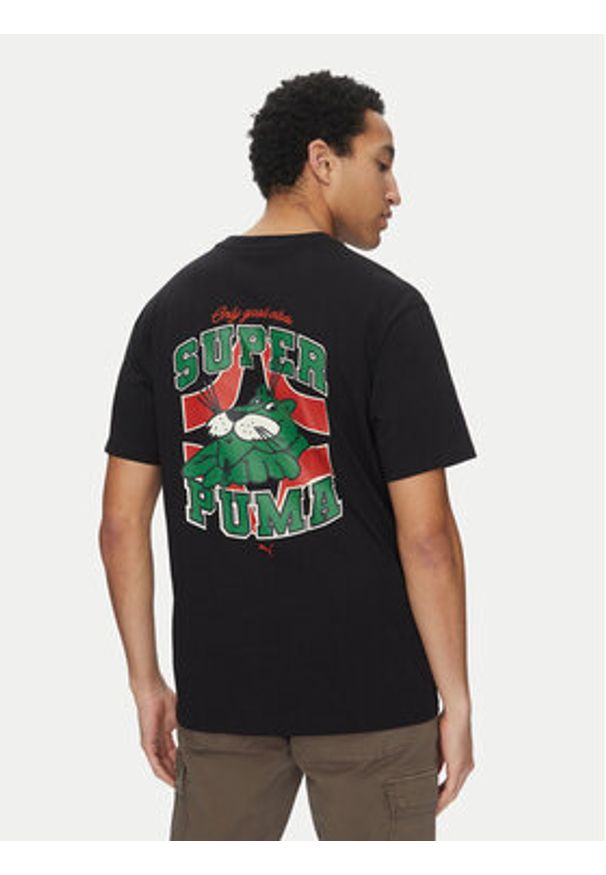 Puma T-Shirt Graphics Super 629639 Czarny Relaxed Fit. Kolor: czarny. Materiał: bawełna