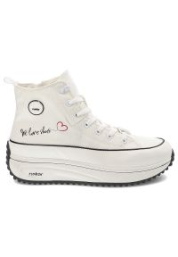 Białe Sneakersy Rieker Sportowe Obuwie Damskie. Okazja: na spacer. Kolor: biały. Materiał: materiał. Sezon: lato. Sport: turystyka piesza