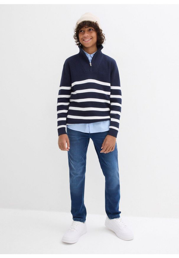 bonprix - Dżinsy dresowe slim fit, prosta nogawka. Kolor: niebieski