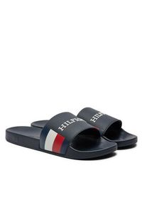 TOMMY HILFIGER - Tommy Hilfiger Klapki Rwb Pool Slide FM0FM05093 Granatowy. Kolor: niebieski. Materiał: skóra #5