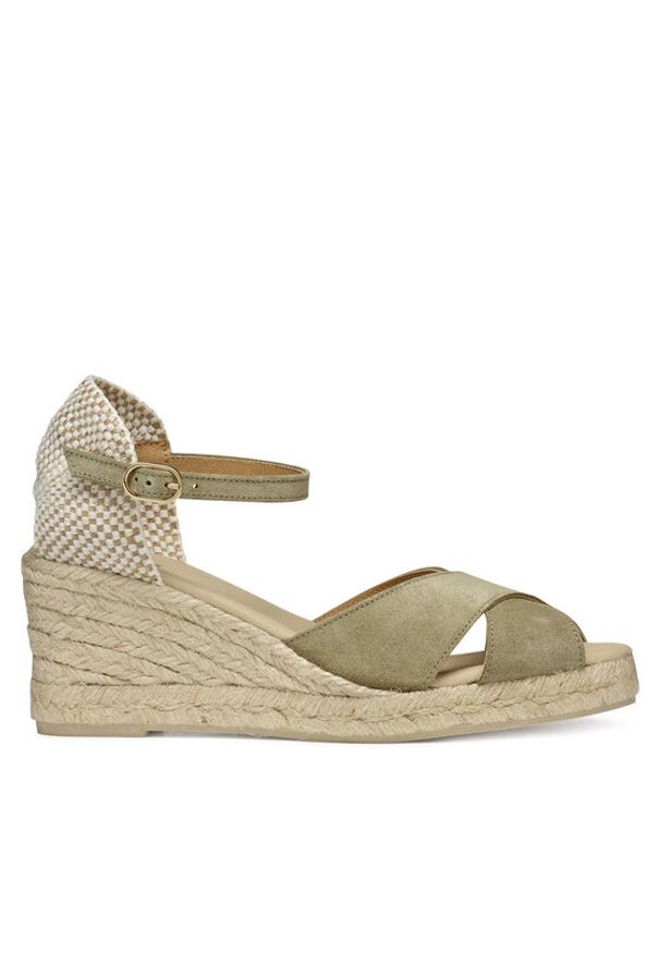 Geox Espadryle D Gelsa Low D45NGA 00022 C3704 Khaki. Kolor: brązowy. Materiał: skóra, zamsz