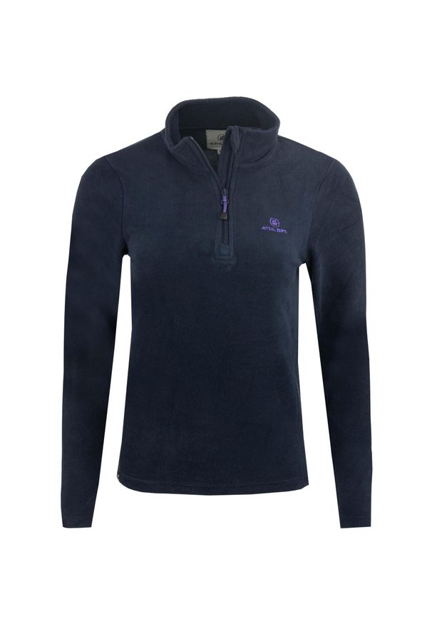 WOMEN'S HEALTH - Bluza damska Athl DPT Virgin – granatowa, krótki zamek. Typ kołnierza: kołnierzyk stójkowy. Kolor: niebieski. Materiał: poliester. Długość: krótkie