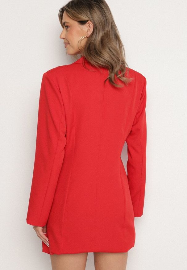 Born2be - Czerwona Kopertowa Sukienka z Imitacją Kieszeni Talriti. Kolor: czerwony. Typ sukienki: kopertowe. Styl: elegancki