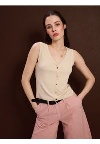 Sinsay - Kamizelka z wiskozą - kremowy. Kolor: kremowy. Materiał: wiskoza #1