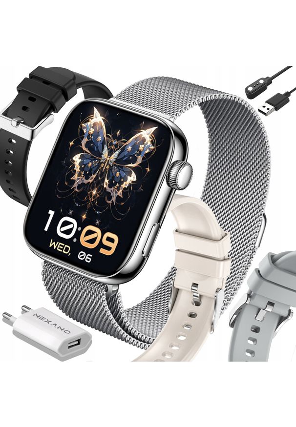 Nexano - SMARTWATCH DAMSKI ZEGAREK SMART WATCH ROZMOWY PL MENU POLSKIE SPORT 4 PASKI. Rodzaj zegarka: smartwatch. Styl: sportowy