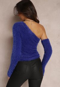 Renee - Granatowy Sweter na Jedno Ramię Pholy. Kolor: niebieski. Sezon: zima