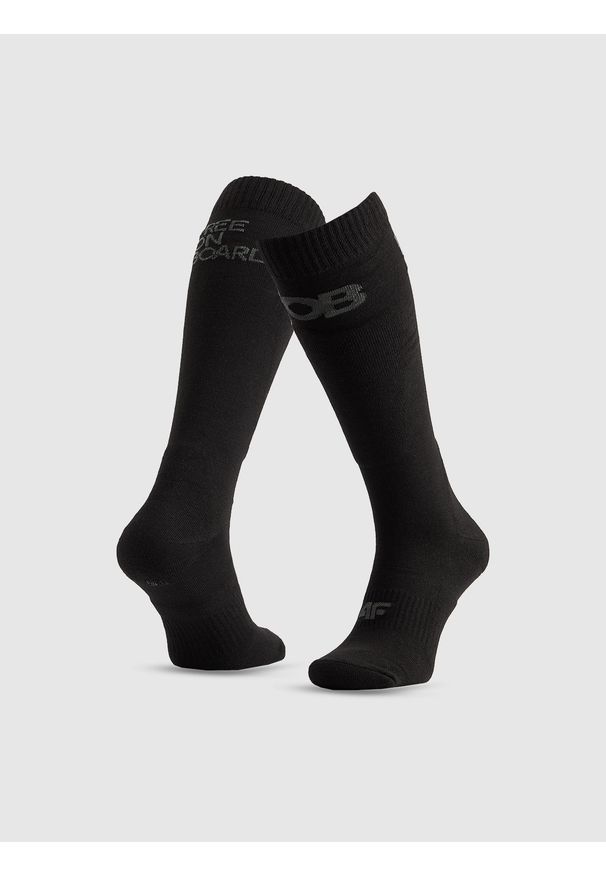 4f - 4F Skarpety snowboardowe męskie - czarne 43-46. Kolor: czarny. Wzór: prążki. Sport: snowboard