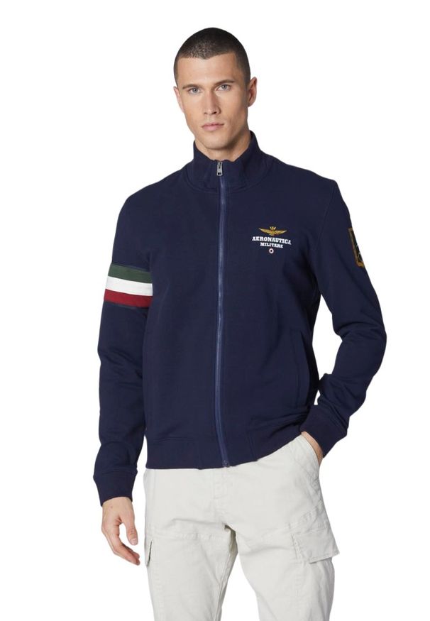 Aeronautica Militare - AERONAUTICA MILITARE Granatowa męska bluza rozpinana. Kolor: niebieski