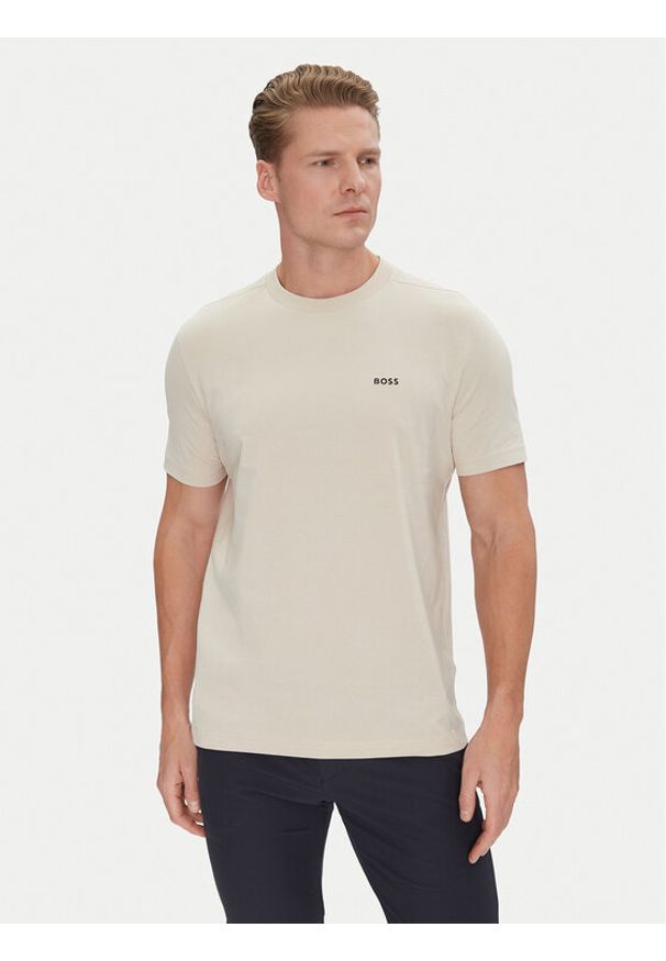 BOSS T-Shirt 50506373 Beżowy Regular Fit. Kolor: beżowy. Materiał: bawełna