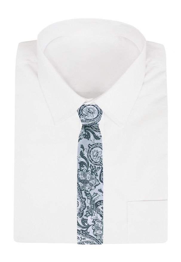 Męski Krawat - Chattier - Zimne Odcienie Zieleni i Srebra. Kolor: zielony. Materiał: tkanina. Styl: elegancki, klasyczny, wizytowy