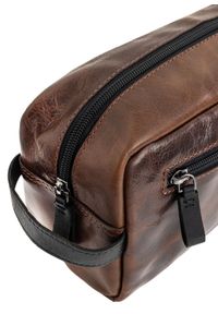 Ochnik - Brązowa skórzana kosmetyczka męska. Kolor: brązowy. Materiał: skóra #4