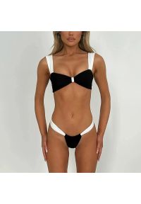 Intica - Dwuczęściowy strój kąpielowy na szerokich ramiączkach na lato Konstance. Kolor: czarny. Materiał: materiał