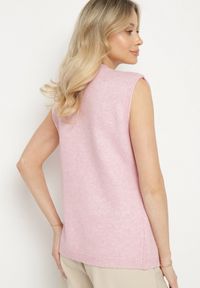 Born2be - Różowa Rozpinana Kamizelka Sweterkowa z Wełną Quilzeki. Okazja: na co dzień. Kolor: różowy. Materiał: wełna. Styl: klasyczny, casual, elegancki #3