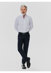 Pako Lorente - PAKO LORENTE – Biała koszula męska mikrowzór. Kolor: biały. Materiał: bawełna, elastan. Długość rękawa: długi rękaw. Długość: długie #7