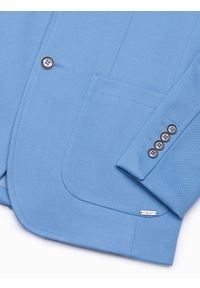 Ombre Clothing - Marynarka męska casual ze ściągaczem - niebieska V3 M84 - L. Okazja: na co dzień. Kolor: niebieski. Materiał: bawełna, tkanina, poliester. Styl: casual #6