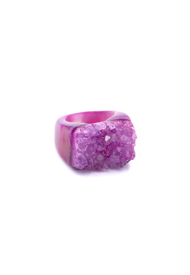 Brazi Druse Jewelry - Pierścionek Agat Druza Różowa rozmiar 12. Kolor: różowy. Kamień szlachetny: agat