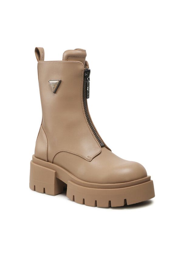 Guess Botki Leila FL8LEI ELE10 Beżowy. Kolor: beżowy. Materiał: skóra