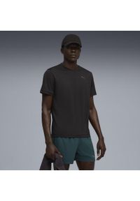 Puma - Męska koszulka do biegania z nadrukiem Faster PUMA Black Q3 & Q4. Kolor: czarny. Materiał: skóra. Wzór: nadruk. Sport: bieganie, fitness