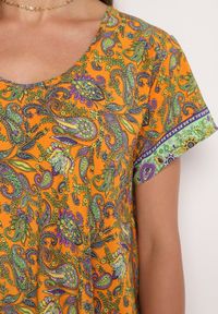 Born2be - Żółta Wiskozowa Sukienka Rozkloszowana we Wzór Paisley Mastis. Kolor: żółty. Materiał: wiskoza. Wzór: paisley #6