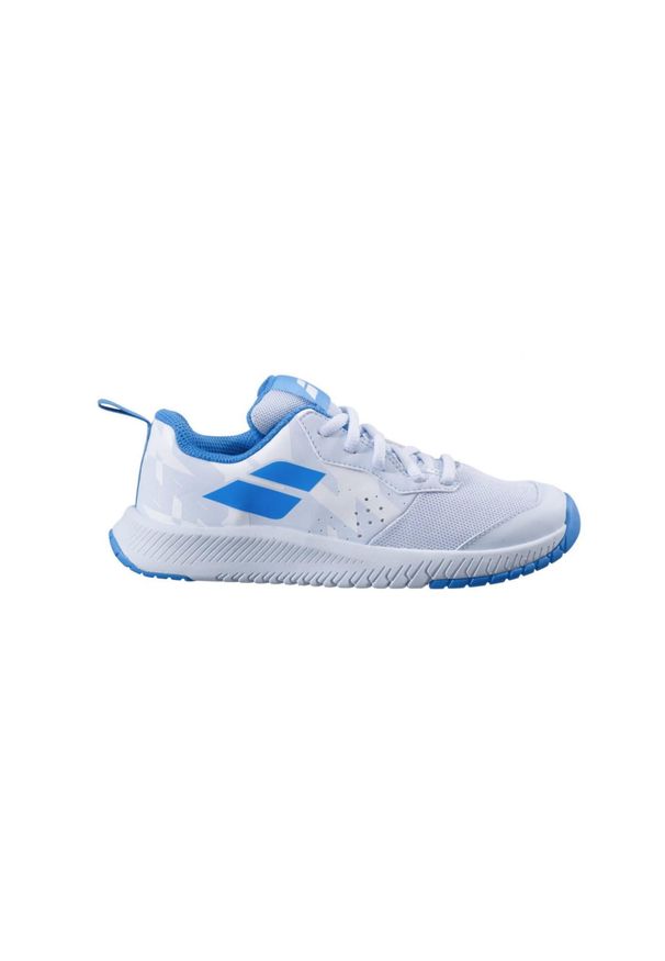 Buty tenisowe dziecięce Babolat Pulsion AC Kid white/illusion blue 27. Kolor: niebieski, wielokolorowy, biały. Sport: tenis