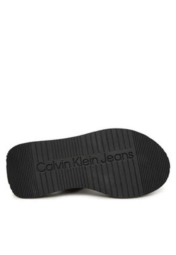 Calvin Klein Jeans Klapki Sandal Slide Double Strap YW0YW01694 Czarny. Kolor: czarny. Materiał: skóra