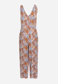 Born2be - Niebiesko-Brązowy Kombinezon z Długimi Nogawkami Wiązanymi Ramiączkami i Abstrakcyjnym Printem Izara. Okazja: na co dzień, na spacer, na imprezę. Kolor: niebieski. Materiał: wiskoza. Długość rękawa: na ramiączkach. Długość: długie. Wzór: nadruk. Sezon: lato. Styl: casual, elegancki #6