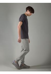4f - Spodnie dresowe joggery z bawełną organiczną męskie 4F x Robert Lewandowski. Kolor: szary. Materiał: dresówka, bawełna. Wzór: aplikacja, nadruk