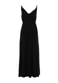 Born2be - Czarna Sukienka Cadole. Kolor: czarny. Materiał: bawełna. Długość rękawa: na ramiączkach. Typ sukienki: kopertowe. Styl: wakacyjny. Długość: maxi #5