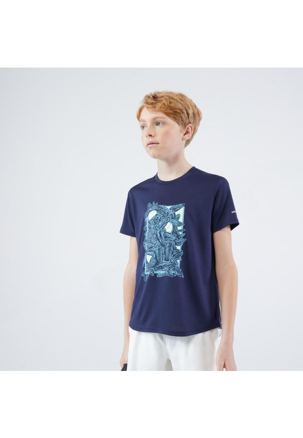 ARTENGO - Koszulka tenisowa dla chłopców Artengo Essentiel. Kolor: niebieski. Materiał: poliester, materiał. Sport: tenis