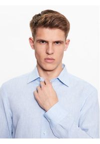 BOSS - Boss Koszula 50490234 Błękitny Slim Fit. Kolor: niebieski. Materiał: len