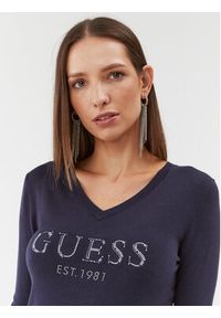 Guess Bluzka W3BR24 Z2NQ2 Granatowy Regular Fit. Kolor: niebieski. Materiał: wiskoza