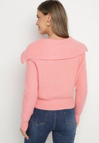 Born2be - Różowy Kardigan Dzianiny z Wełną z Golfem Zapinany na Suwak Zinellia. Okazja: na co dzień. Typ kołnierza: golf. Kolor: różowy. Materiał: dzianina, wełna. Długość rękawa: długi rękaw. Długość: długie. Styl: casual, klasyczny #6