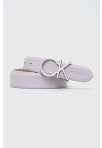 Calvin Klein pasek skórzany damski kolor fioletowy. Kolor: fioletowy. Materiał: skóra #1