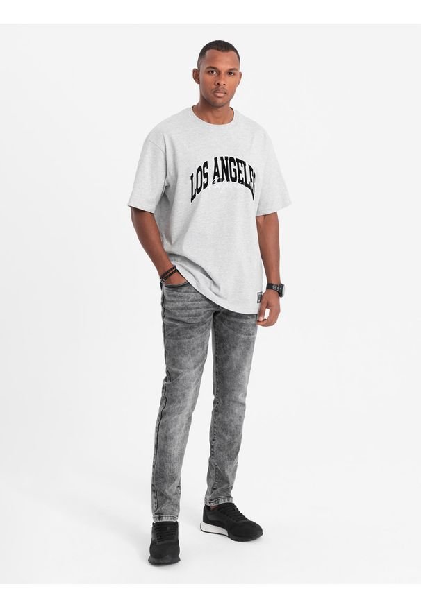 Ombre Clothing - Spodnie męskie jeansowe SLIM FIT - szare V4 - Rozmiar: M. Kolor: szary. Materiał: jeans. Styl: klasyczny