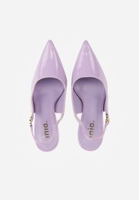 Renee - Fioletowe Sandały Slingback na Szpilce z Lakierowanym Połyskiem i Aplikacją Phisvienne. Kolor: fioletowy. Materiał: lakier. Wzór: aplikacja. Obcas: na szpilce. Styl: elegancki #9