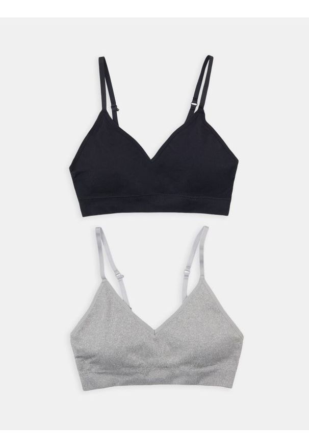 Sinsay - Prążkowane topy z wyjmowanymi miseczkami 2 pack - czarny. Kolor: czarny. Materiał: prążkowany. Rodzaj stanika: wyciągane miseczki