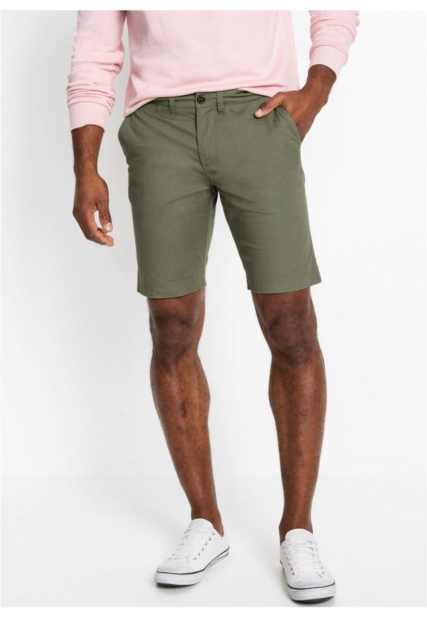 bonprix - Bermudy chino, Regular Fit. Kolor: zielony