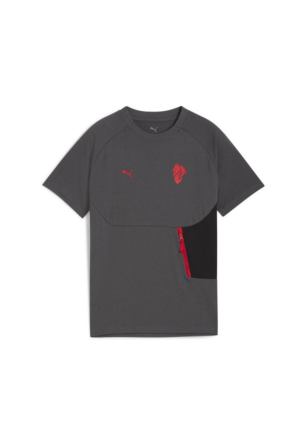 Puma - Młodzieżowa koszulka AC Milan PUMATECH z kieszenią PUMA. Kolor: czerwony, szary, wielokolorowy. Sport: piłka nożna