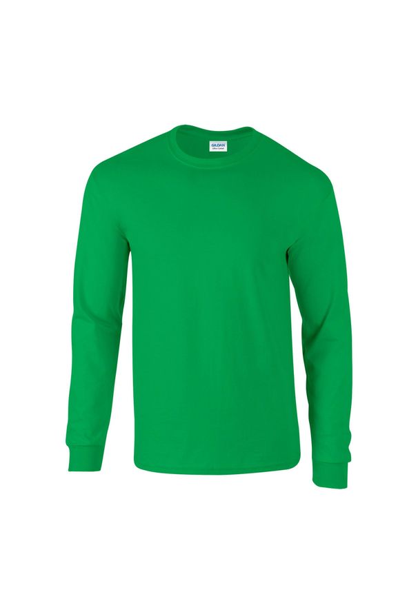 GILDAN - Ultra Bawełniana Koszulka Z Długim Rękawem Unisex Dla Dorosłych. Kolor: zielony. Materiał: bawełna. Długość rękawa: długi rękaw. Długość: długie. Sport: turystyka piesza
