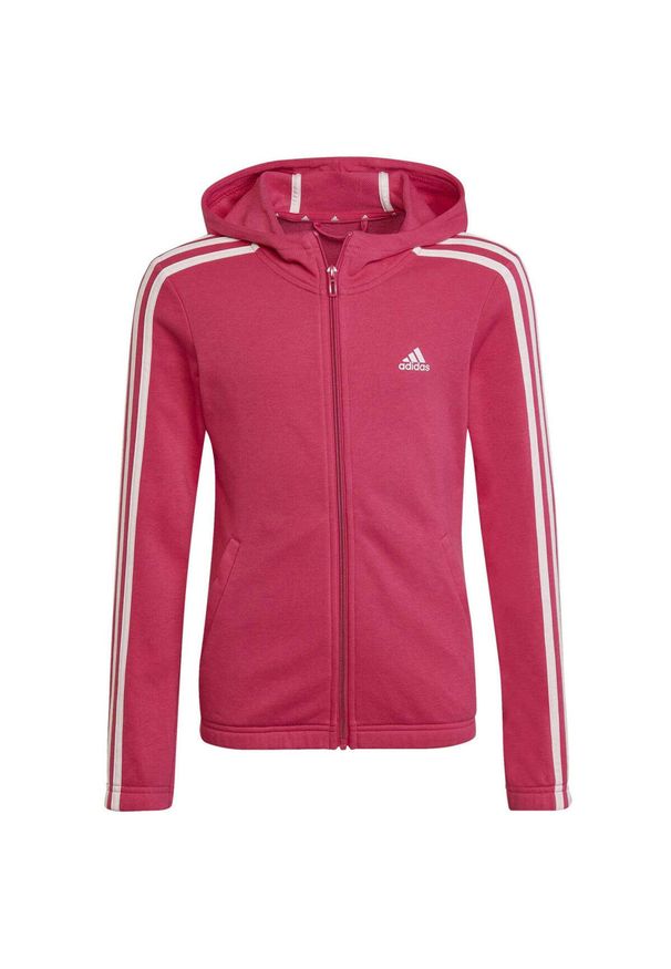 Adidas - Bluza dziewczęca w 3 paski adidas Essentials. Kolor: różowy. Wzór: paski